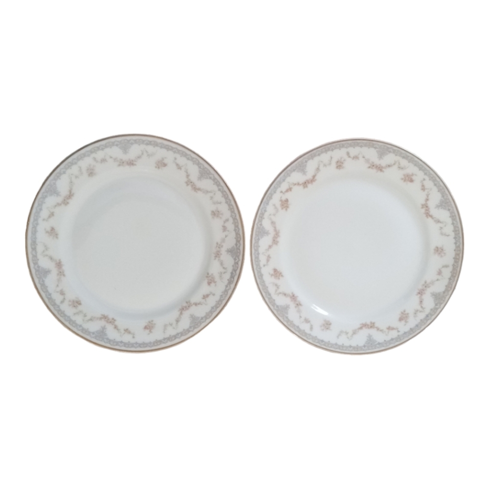 Theodore Haviland Limoges Plates Pair Pink Blue Floral Swag Salad Luncheon 8.75"